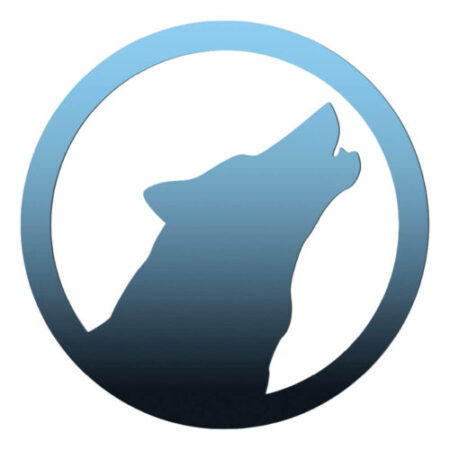 Bill Wolf Media Logo of blue wolf howling
