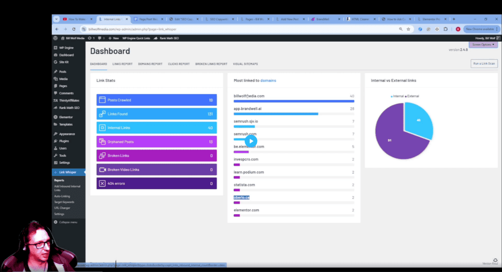 Screenshot of Bill Wolf's local SEO training video (on-page SEO with Link Whisper)