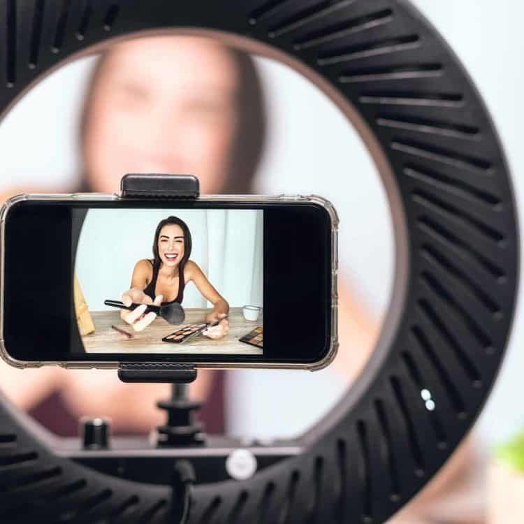 Woman recording tutorial content